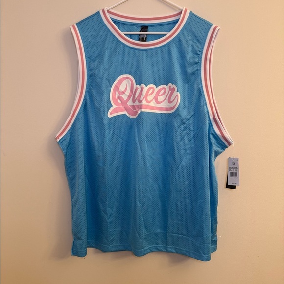 The Phluid Project Tops - The Phluid Project Pride 365 Pink Letters Blue Jersey Size 4X NWT